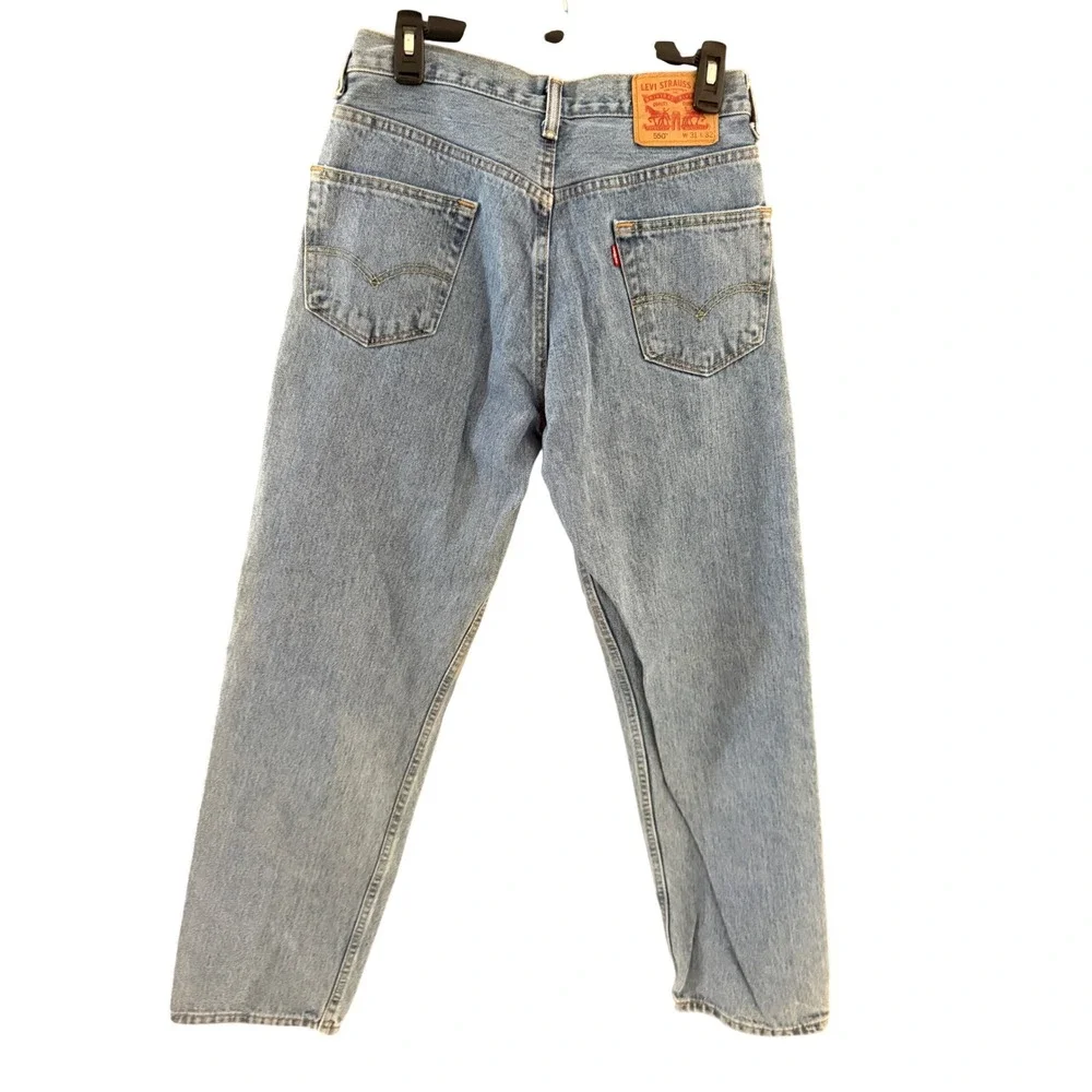 Levis 550 Vintage Relaxed Fit Tapered Leg Light Wash Blue Denim Jeans Mens 31x32